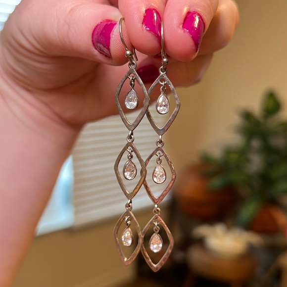 Silpada Jewelry - Silpada long sparkly cubic zirconia cz sterling silver dangle earrings